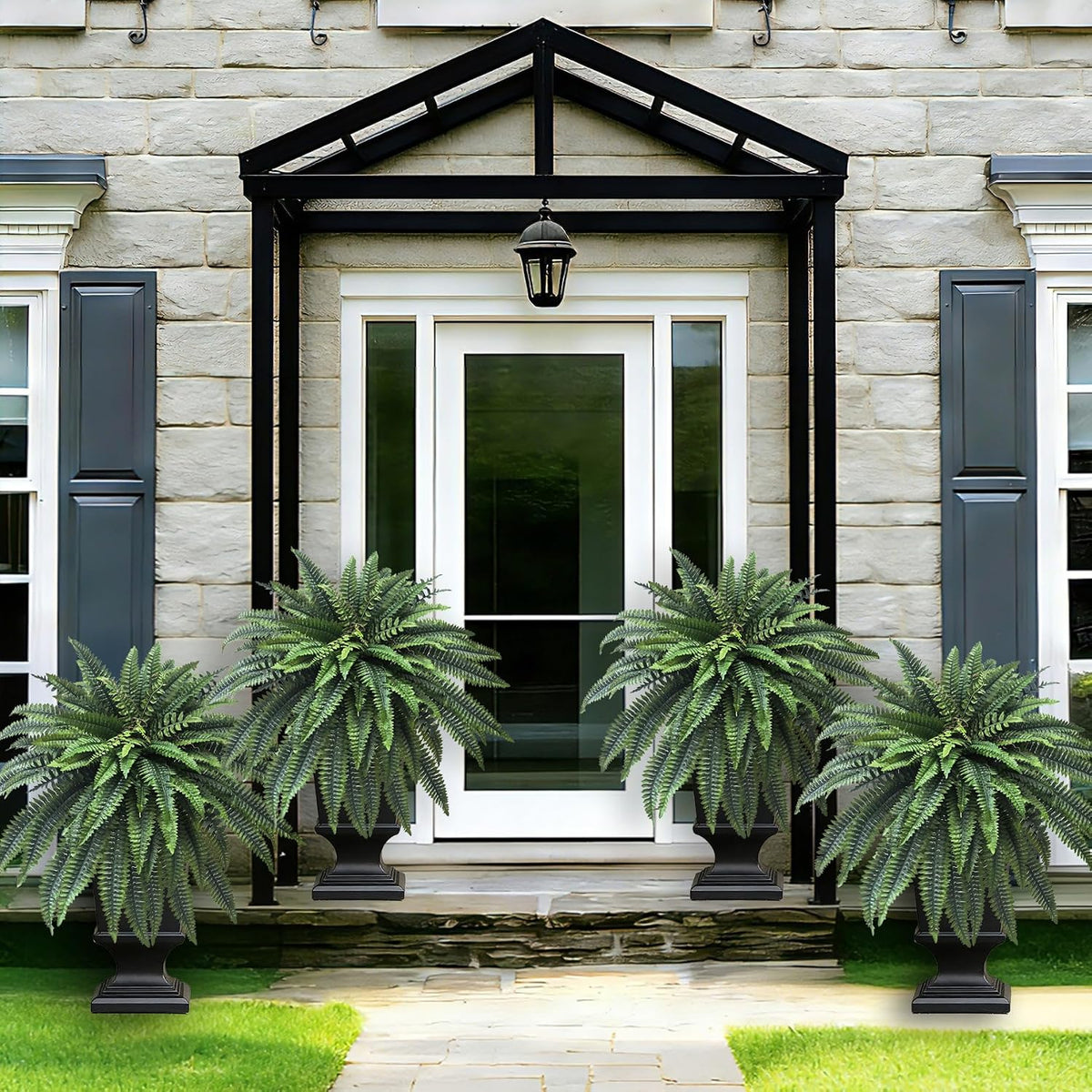Fake Ferns 2 Set 55 Branches Artificial Ferns for Outdoors 32in