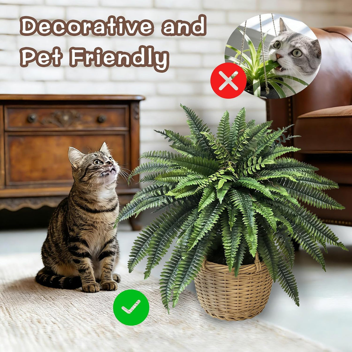 Fake Ferns 2 Set 55 Branches Artificial Ferns for Outdoors 32in