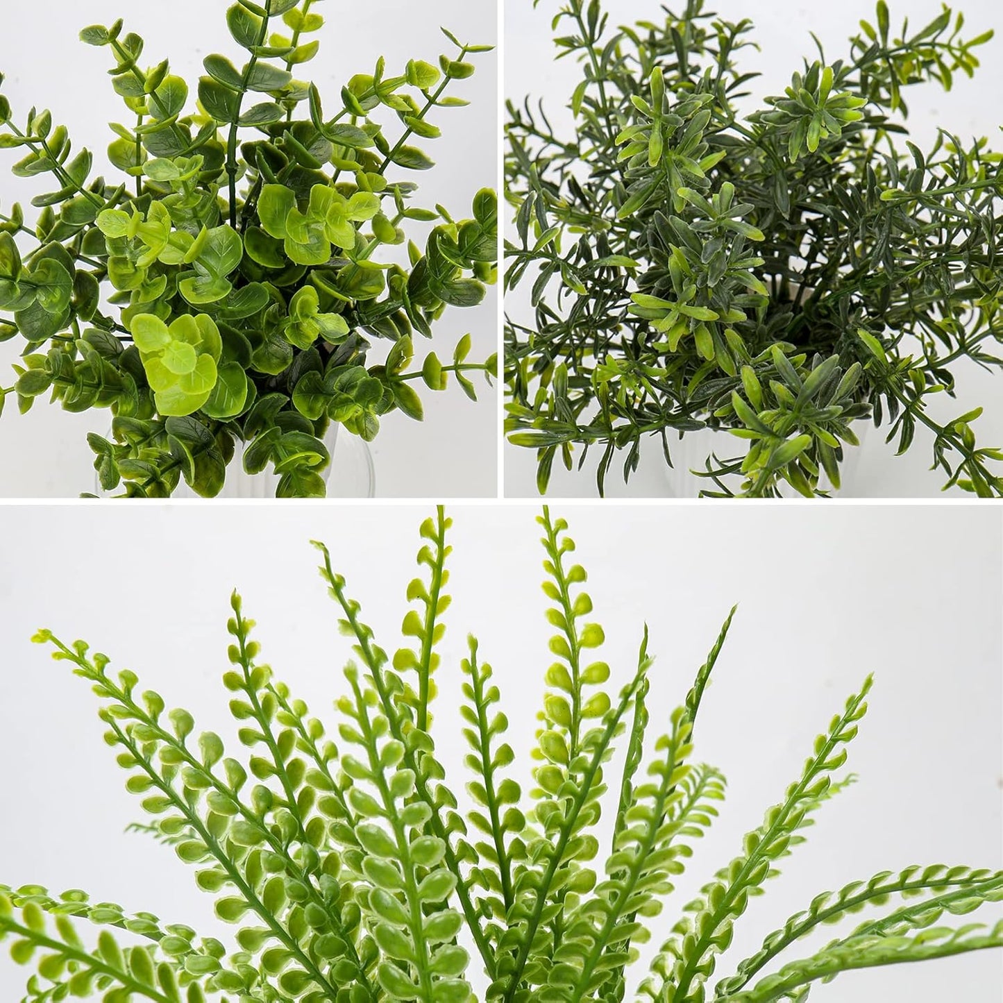 4 Pack Artificial Potted Plants Eucalyptus Rosemary Boston Fern ZZ Plant Fake Plant in Pot Small Faux Plant Greenery Aesthetic Indoor Home Decor Bathroom Bedroom Table Shelf Office