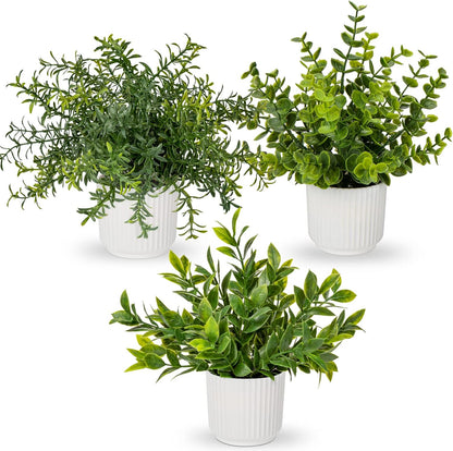 4 Pack Artificial Potted Plants Eucalyptus Rosemary Boston Fern ZZ Plant Fake Plant in Pot Small Faux Plant Greenery Aesthetic Indoor Home Decor Bathroom Bedroom Table Shelf Office