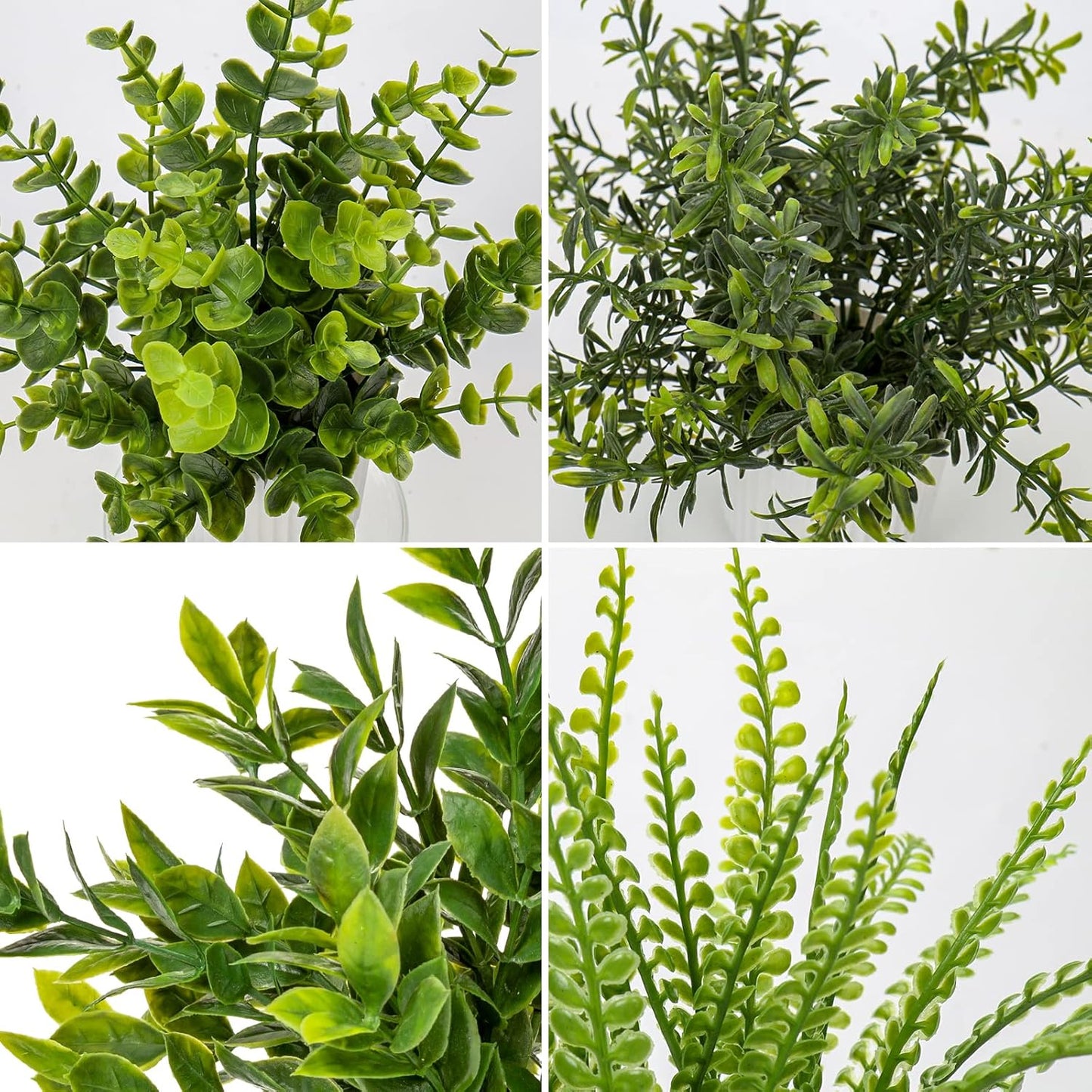 4 Pack Artificial Potted Plants Eucalyptus Rosemary Boston Fern ZZ Plant Fake Plant in Pot Small Faux Plant Greenery Aesthetic Indoor Home Decor Bathroom Bedroom Table Shelf Office