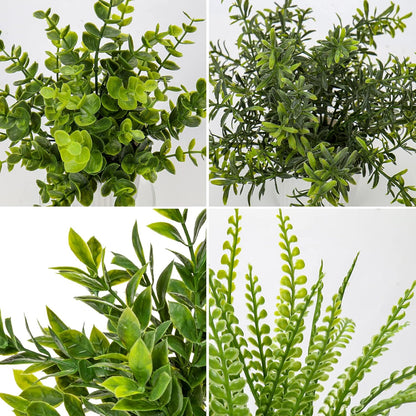 4 Pack Artificial Potted Plants Eucalyptus Rosemary Boston Fern ZZ Plant Fake Plant in Pot Small Faux Plant Greenery Aesthetic Indoor Home Decor Bathroom Bedroom Table Shelf Office