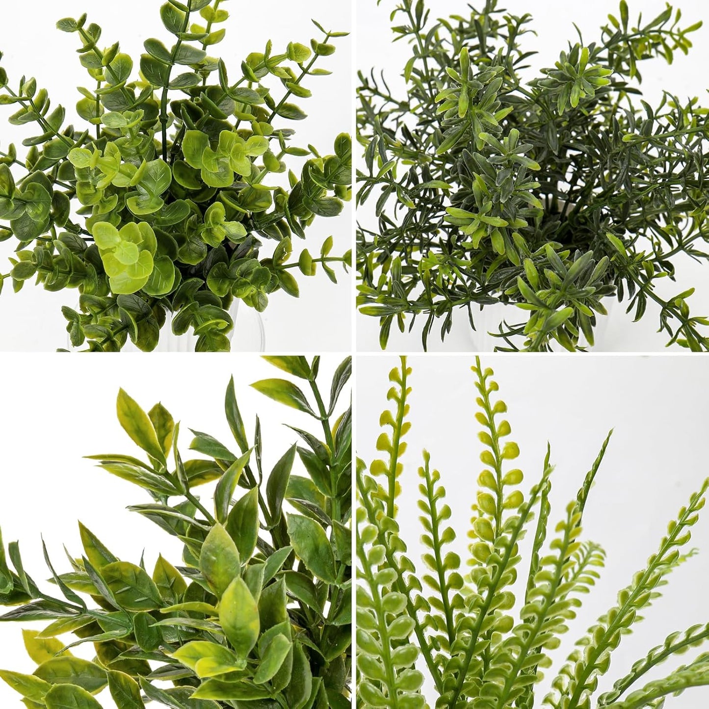 4 Pack Artificial Potted Plants Eucalyptus Rosemary Boston Fern ZZ Plant Fake Plant in Pot Small Faux Plant Greenery Aesthetic Indoor Home Decor Bathroom Bedroom Table Shelf Office