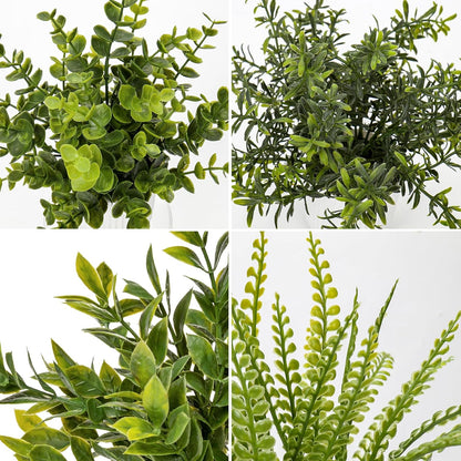 4 Pack Artificial Potted Plants Eucalyptus Rosemary Boston Fern ZZ Plant Fake Plant in Pot Small Faux Plant Greenery Aesthetic Indoor Home Decor Bathroom Bedroom Table Shelf Office