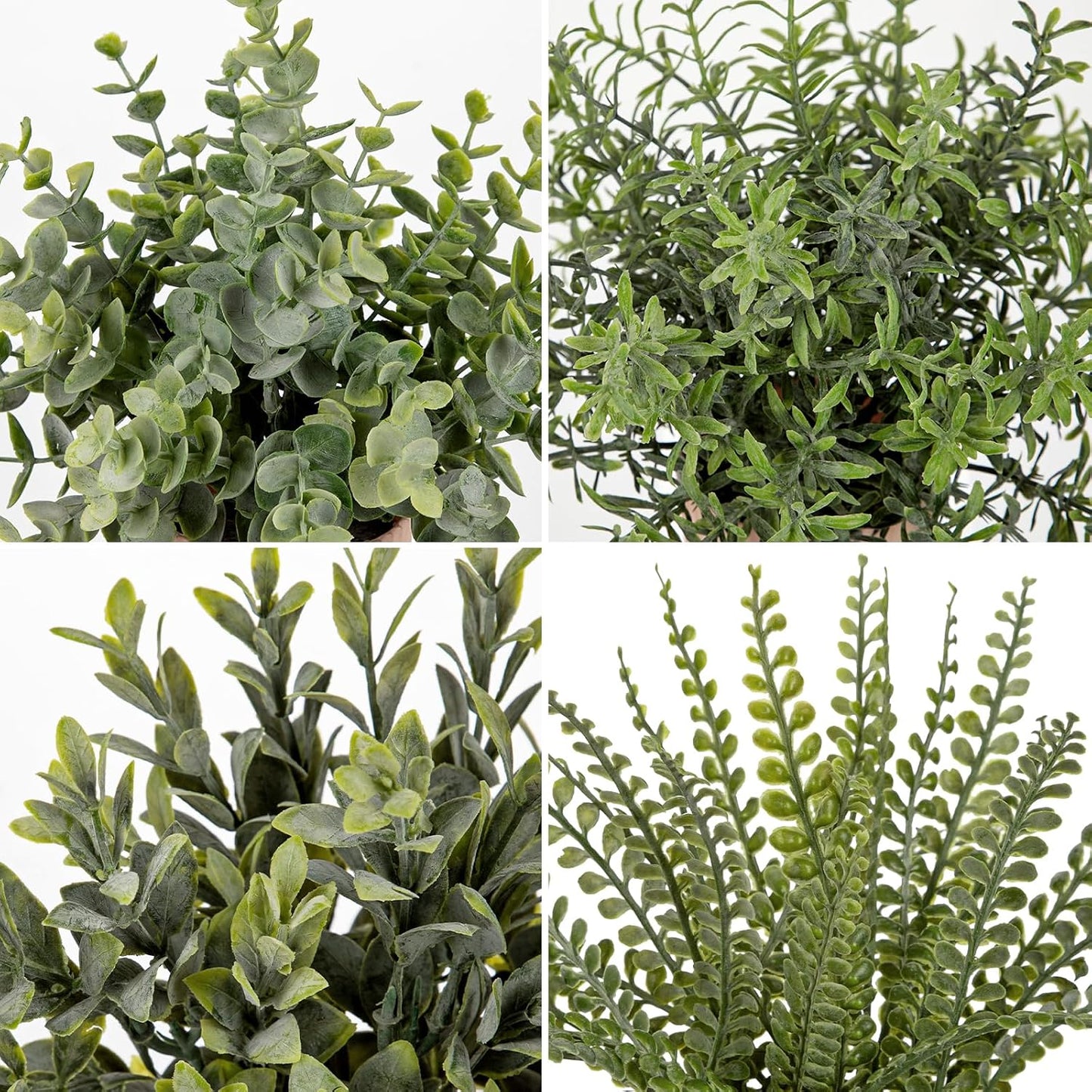 4 Pack Artificial Potted Plants Eucalyptus Rosemary Boston Fern ZZ Plant Fake Plant in Pot Small Faux Plant Greenery Aesthetic Indoor Home Decor Bathroom Bedroom Table Shelf Office