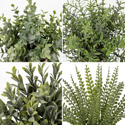 4 Pack Artificial Potted Plants Eucalyptus Rosemary Boston Fern ZZ Plant Fake Plant in Pot Small Faux Plant Greenery Aesthetic Indoor Home Decor Bathroom Bedroom Table Shelf Office