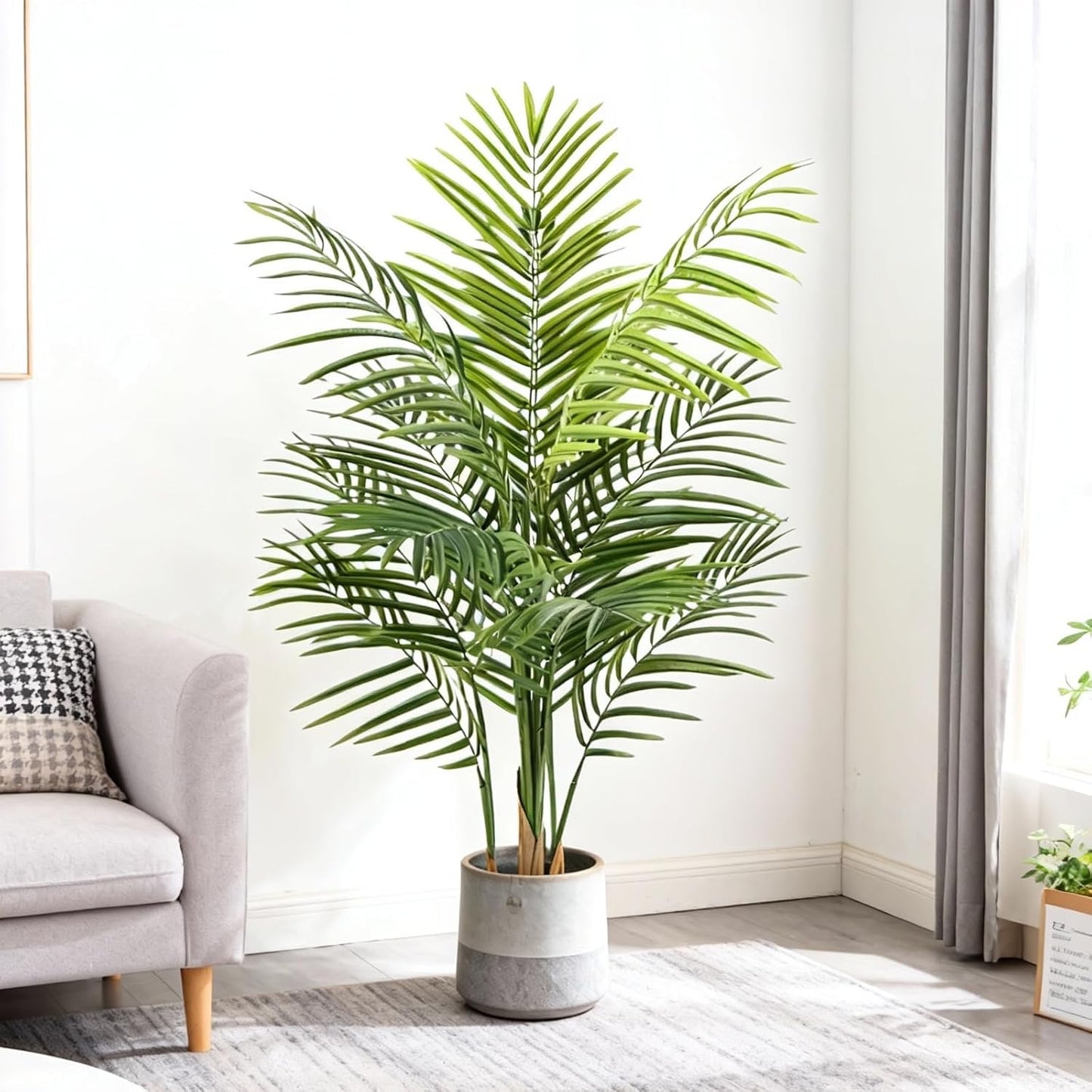 Artificial Palm Tree Indoor 6.5ft, Large Fake Tropical Areca Palm Tree with 18 Trunks, Faux Dypsis Lutescens Floor Plant in Pot for Indoor Outdoor Home Office Decor & Housewarming Gift