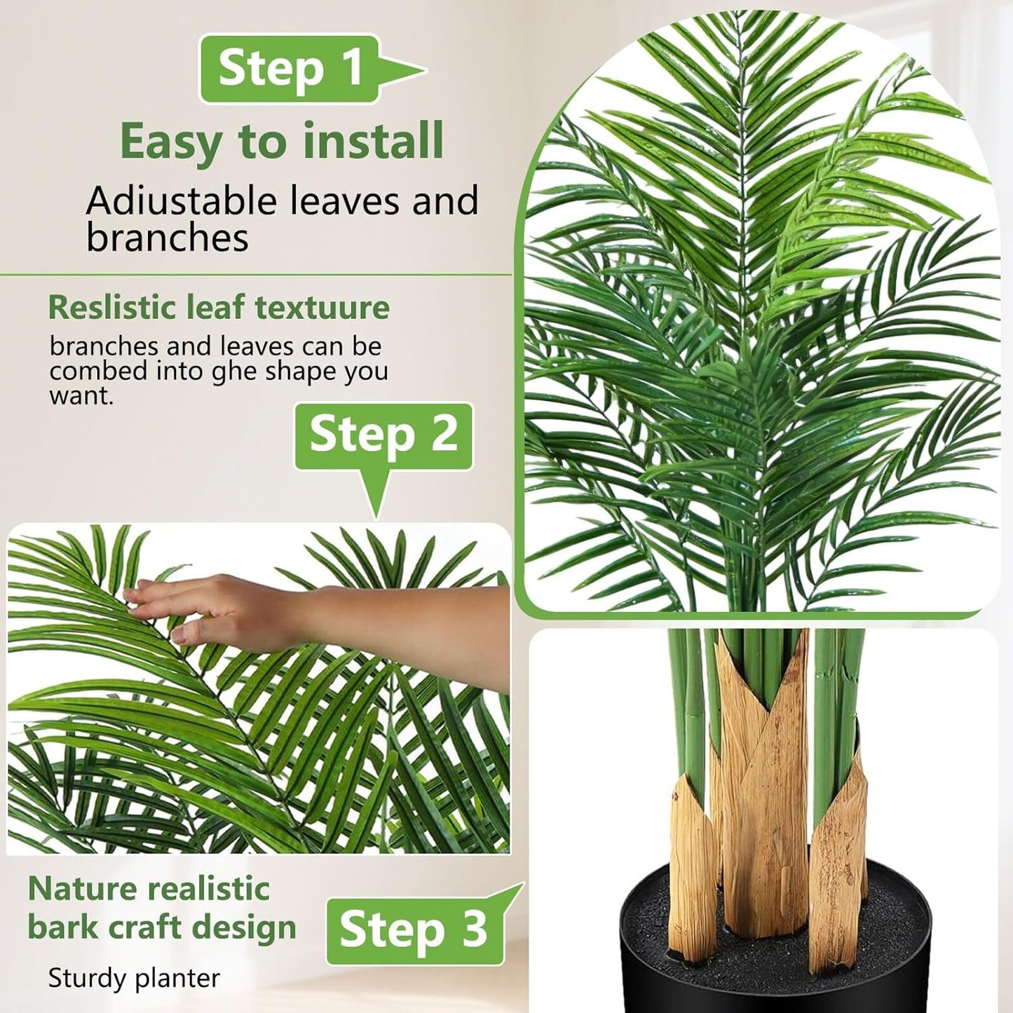 Artificial Palm Tree Indoor 6.5ft, Large Fake Tropical Areca Palm Tree with 18 Trunks, Faux Dypsis Lutescens Floor Plant in Pot for Indoor Outdoor Home Office Decor & Housewarming Gift