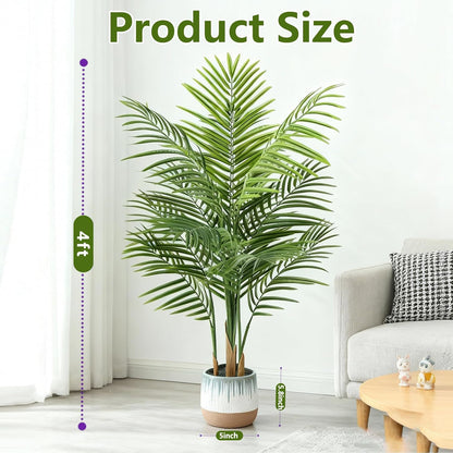 Artificial Palm Tree Indoor 6.5ft, Large Fake Tropical Areca Palm Tree with 18 Trunks, Faux Dypsis Lutescens Floor Plant in Pot for Indoor Outdoor Home Office Decor & Housewarming Gift