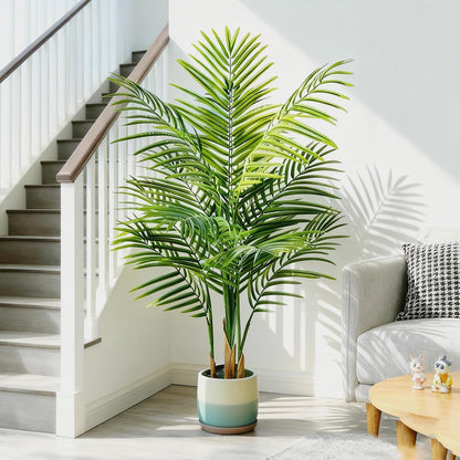 Artificial Palm Tree Indoor 6.5ft, Large Fake Tropical Areca Palm Tree with 18 Trunks, Faux Dypsis Lutescens Floor Plant in Pot for Indoor Outdoor Home Office Decor & Housewarming Gift