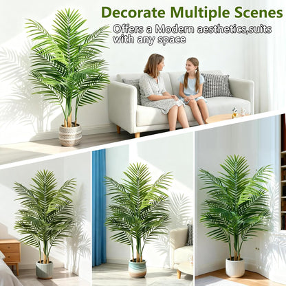 Artificial Palm Tree Indoor 6.5ft, Large Fake Tropical Areca Palm Tree with 18 Trunks, Faux Dypsis Lutescens Floor Plant in Pot for Indoor Outdoor Home Office Decor & Housewarming Gift