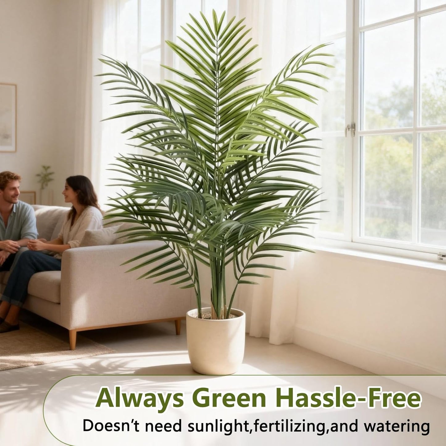 Artificial Palm Tree Indoor 6.5ft, Large Fake Tropical Areca Palm Tree with 18 Trunks, Faux Dypsis Lutescens Floor Plant in Pot for Indoor Outdoor Home Office Decor & Housewarming Gift