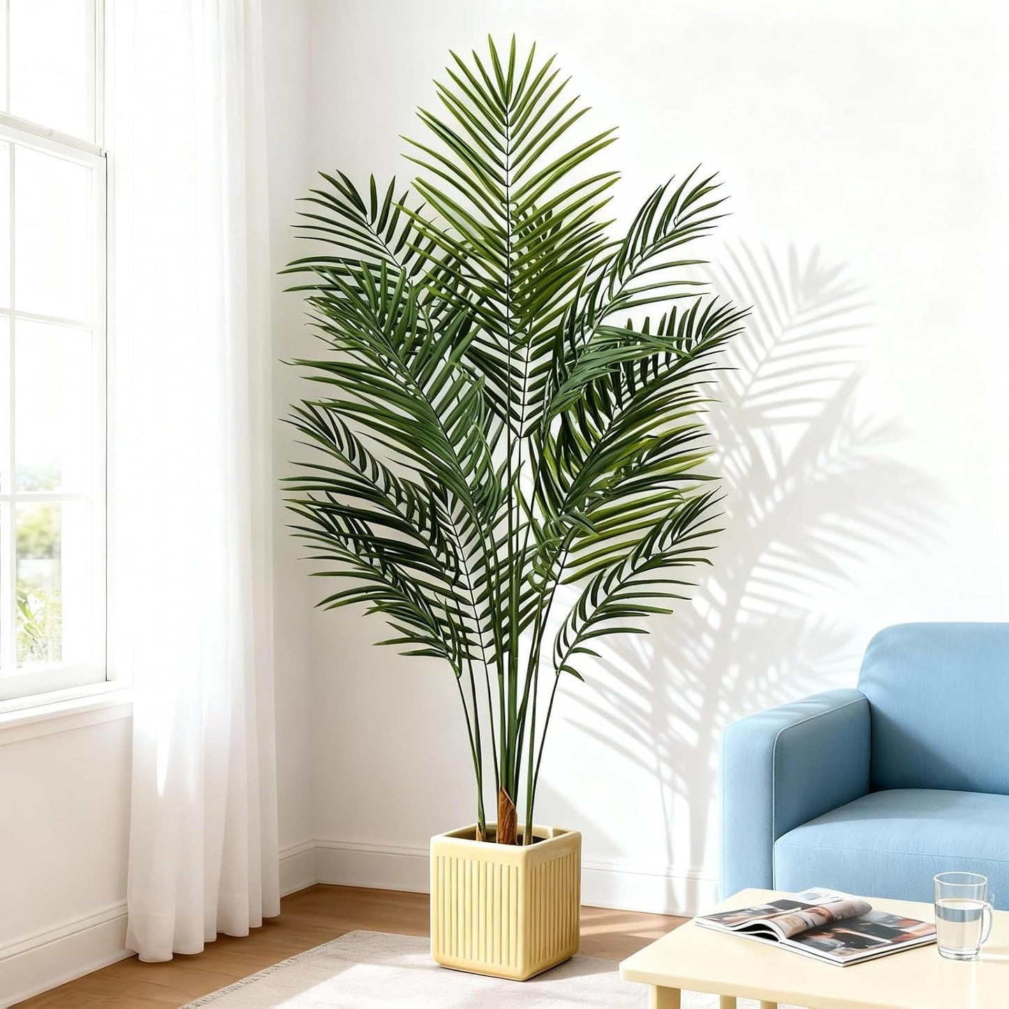 Artificial Palm Tree Indoor 6.5ft, Large Fake Tropical Areca Palm Tree with 18 Trunks, Faux Dypsis Lutescens Floor Plant in Pot for Indoor Outdoor Home Office Decor & Housewarming Gift