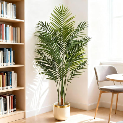 Artificial Palm Tree Indoor 6.5ft, Large Fake Tropical Areca Palm Tree with 18 Trunks, Faux Dypsis Lutescens Floor Plant in Pot for Indoor Outdoor Home Office Decor & Housewarming Gift
