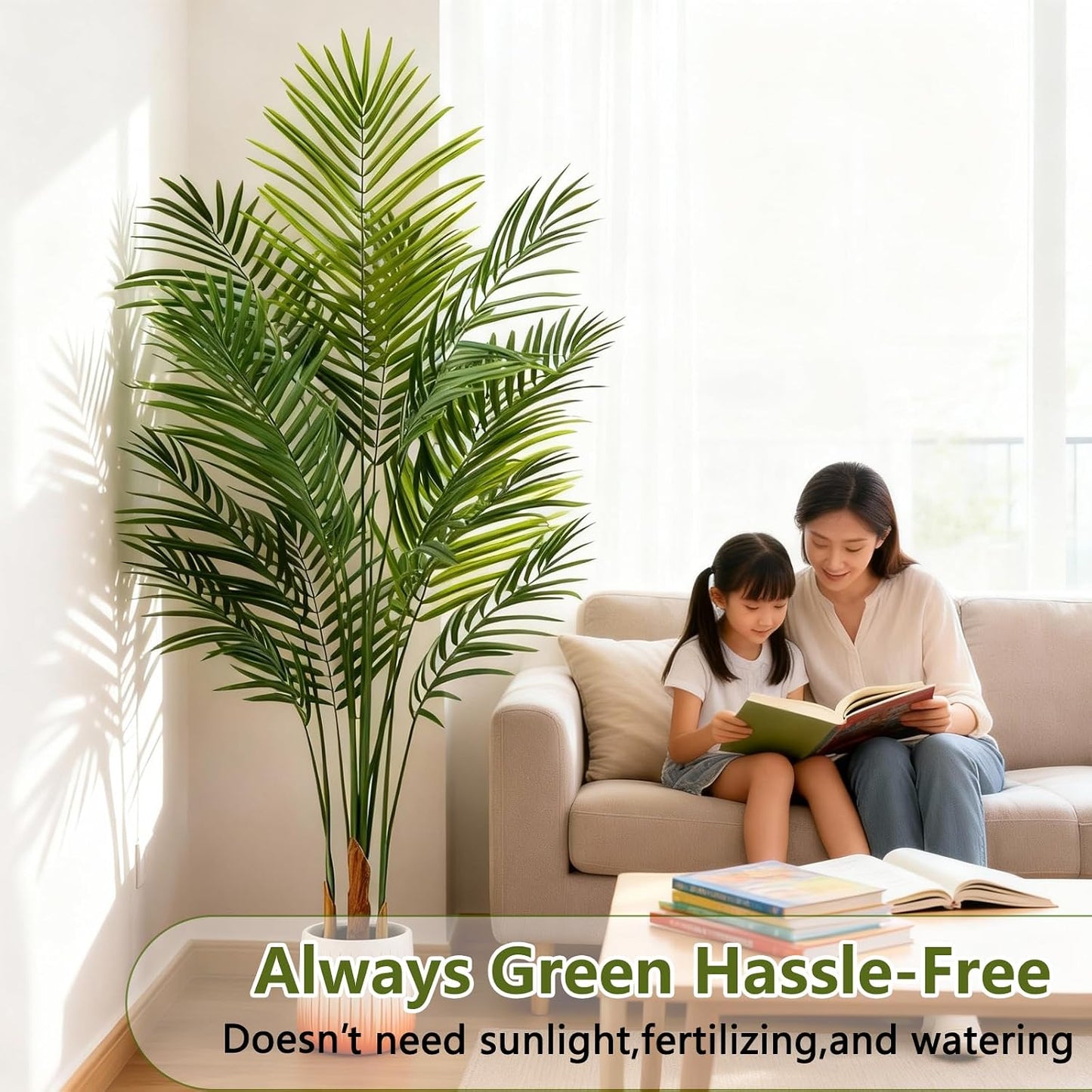Artificial Palm Tree Indoor 6.5ft, Large Fake Tropical Areca Palm Tree with 18 Trunks, Faux Dypsis Lutescens Floor Plant in Pot for Indoor Outdoor Home Office Decor & Housewarming Gift