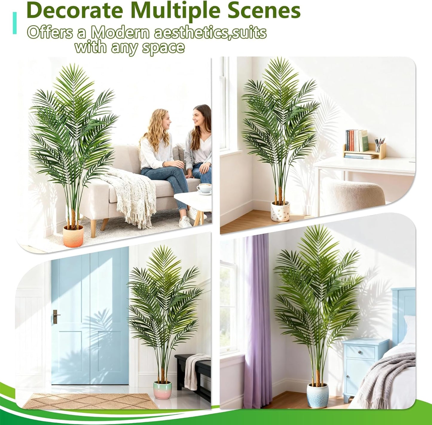 Artificial Palm Tree Indoor 6.5ft, Large Fake Tropical Areca Palm Tree with 18 Trunks, Faux Dypsis Lutescens Floor Plant in Pot for Indoor Outdoor Home Office Decor & Housewarming Gift