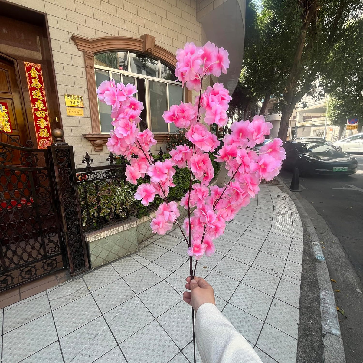 50 Pieces of Simulated Cherry Blossom Branches (deep Pink)
