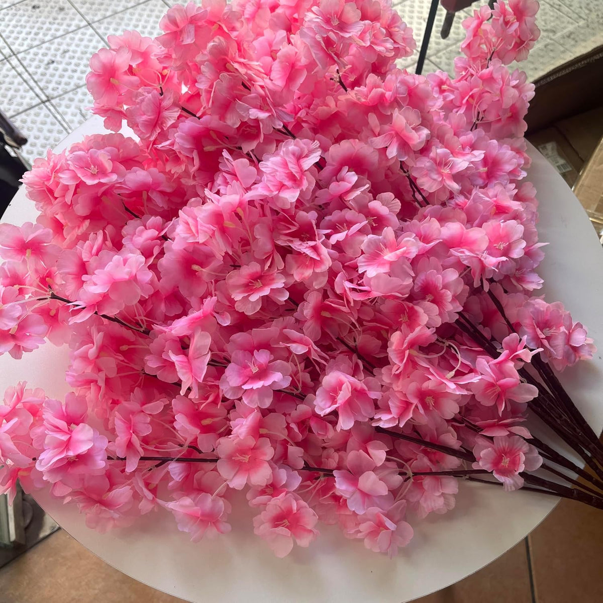 50 Pieces of Simulated Cherry Blossom Branches (deep Pink)