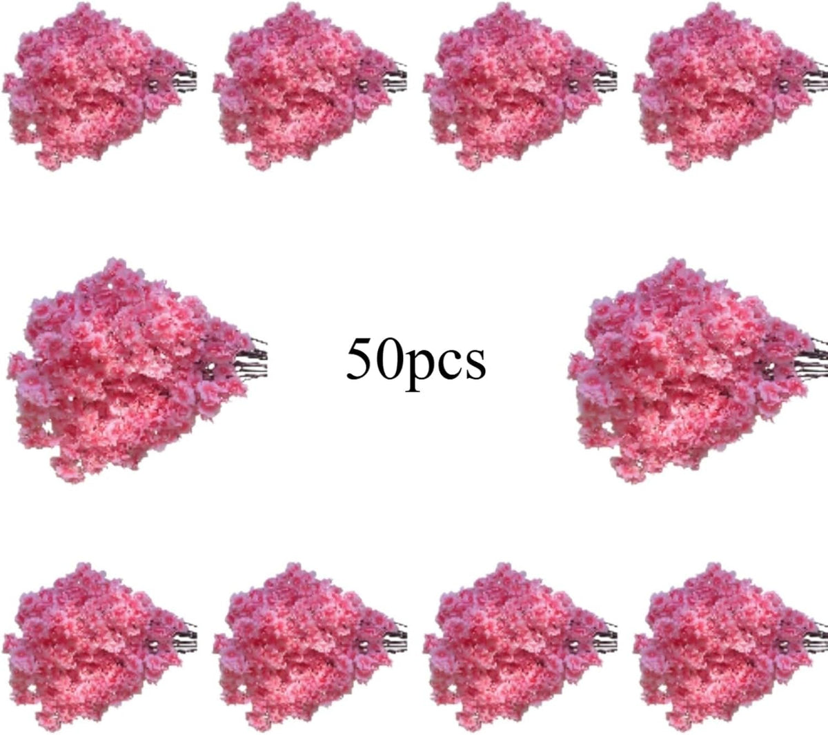 50 Pieces of Simulated Cherry Blossom Branches (deep Pink)