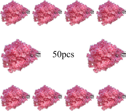 50 Pieces of Simulated Cherry Blossom Branches (deep Pink)