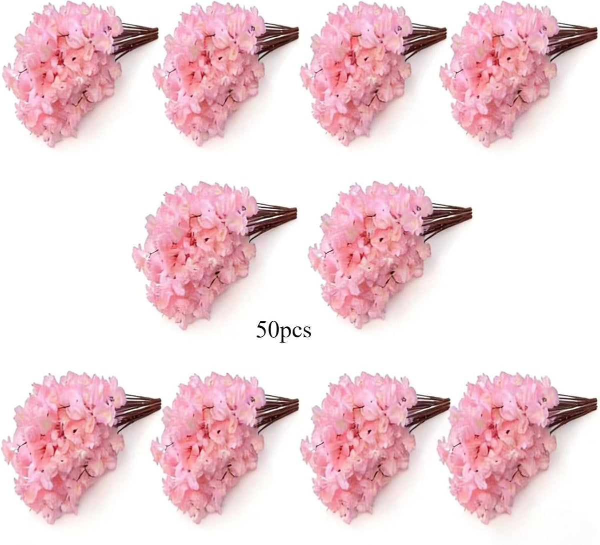 50 Pieces of Simulated Cherry Blossom Branches (deep Pink)