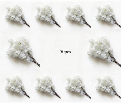 50 Pieces of Simulated Cherry Blossom Branches (deep Pink)