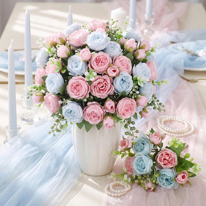 16 Bundles Artificial Peonies Silk Peonies Flower,Rose Red, Pink