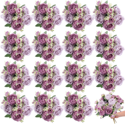 16 Bundles Artificial Peonies Silk Peonies Flower,Rose Red, Pink