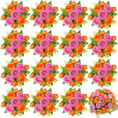16 Bundles Artificial Peonies Silk Peonies Flower,Rose Red, Pink