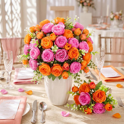 16 Bundles Artificial Peonies Silk Peonies Flower,Rose Red, Pink