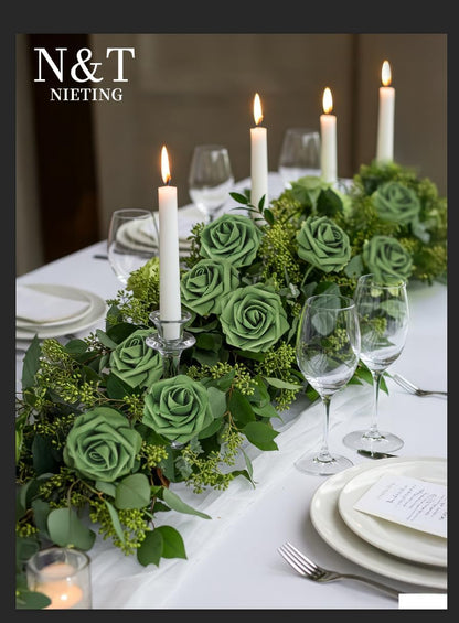 Artificial Flowers Real Touch Fake Foam Roses with Stems Decorations - Colors A
