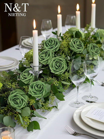 Artificial Flowers Real Touch Fake Foam Roses with Stems Decorations - Colors A