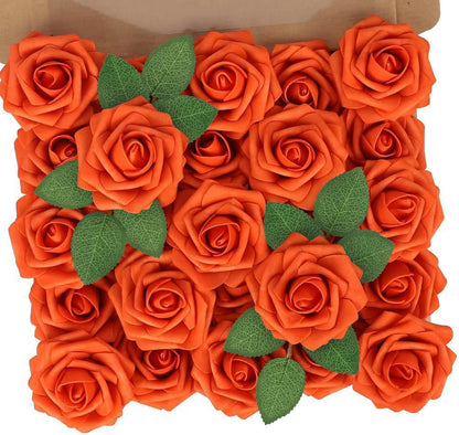 Artificial Flowers Real Touch Fake Foam Roses with Stems Decorations - Colors A
