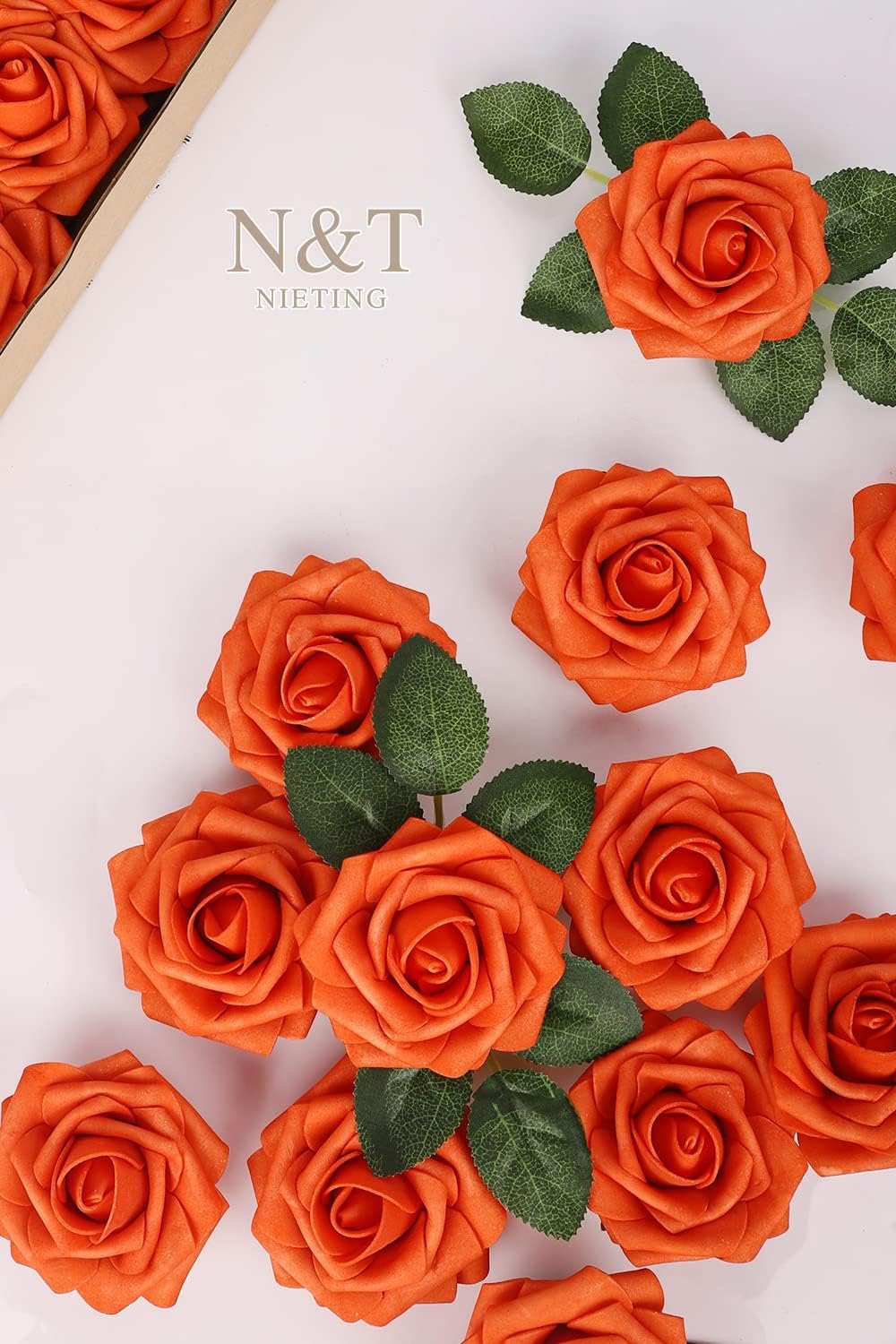 Artificial Flowers Real Touch Fake Foam Roses with Stems Decorations - Colors A
