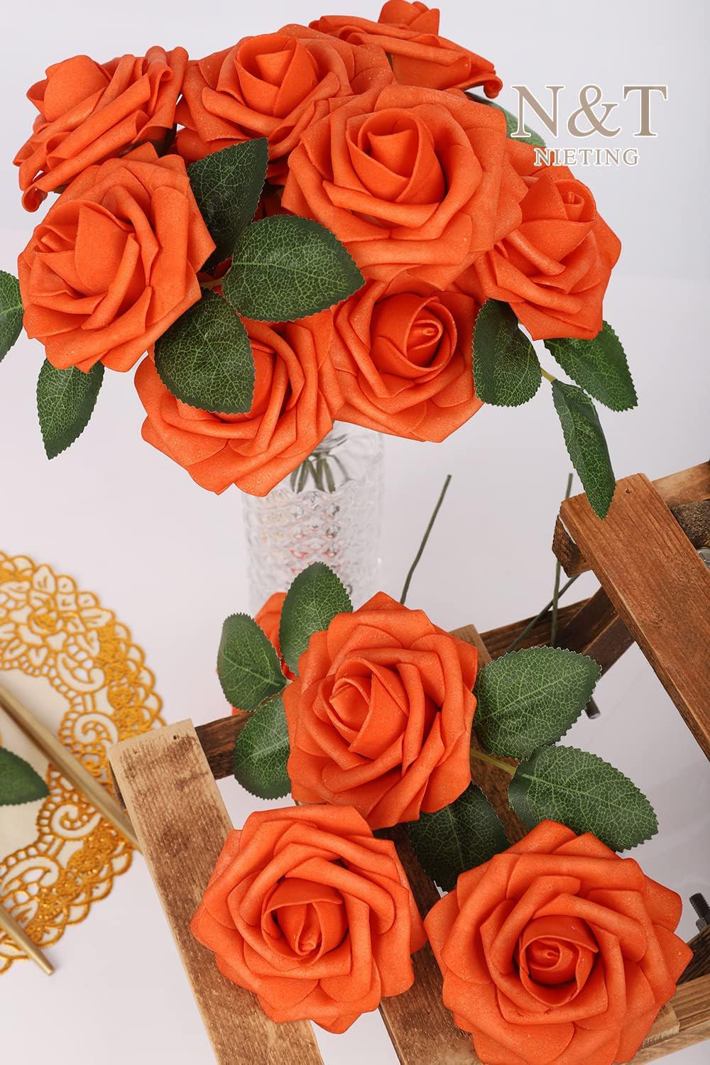 Artificial Flowers Real Touch Fake Foam Roses with Stems Decorations - Colors A