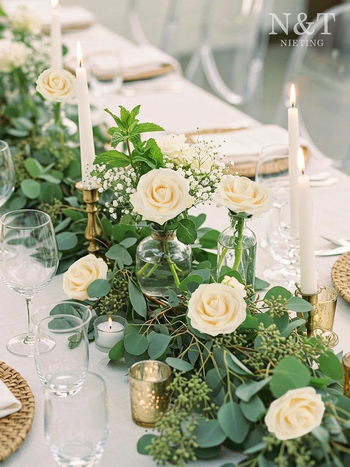 Artificial Flowers Real Touch Fake Foam Roses with Stems Decorations - Colors A
