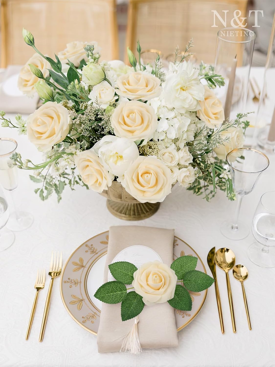 Artificial Flowers Real Touch Fake Foam Roses with Stems Decorations - Colors A