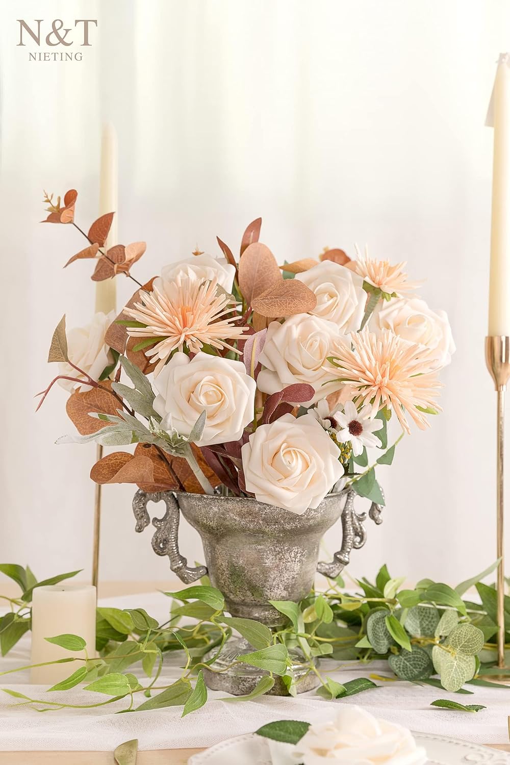 Artificial Flowers Real Touch Fake Foam Roses with Stems Decorations - Colors A