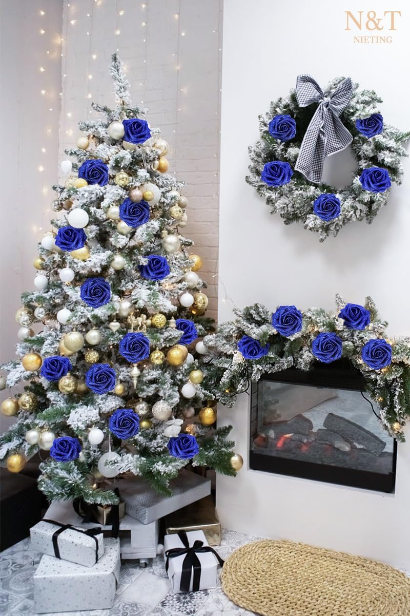 Artificial Flowers Real Touch Fake Foam Roses with Stems Decorations - Colors A