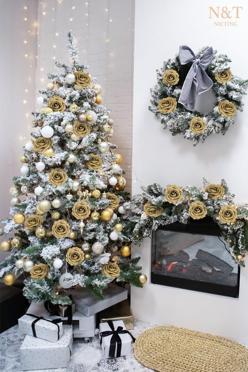 Artificial Flowers Real Touch Fake Foam Roses with Stems Decorations - Colors A