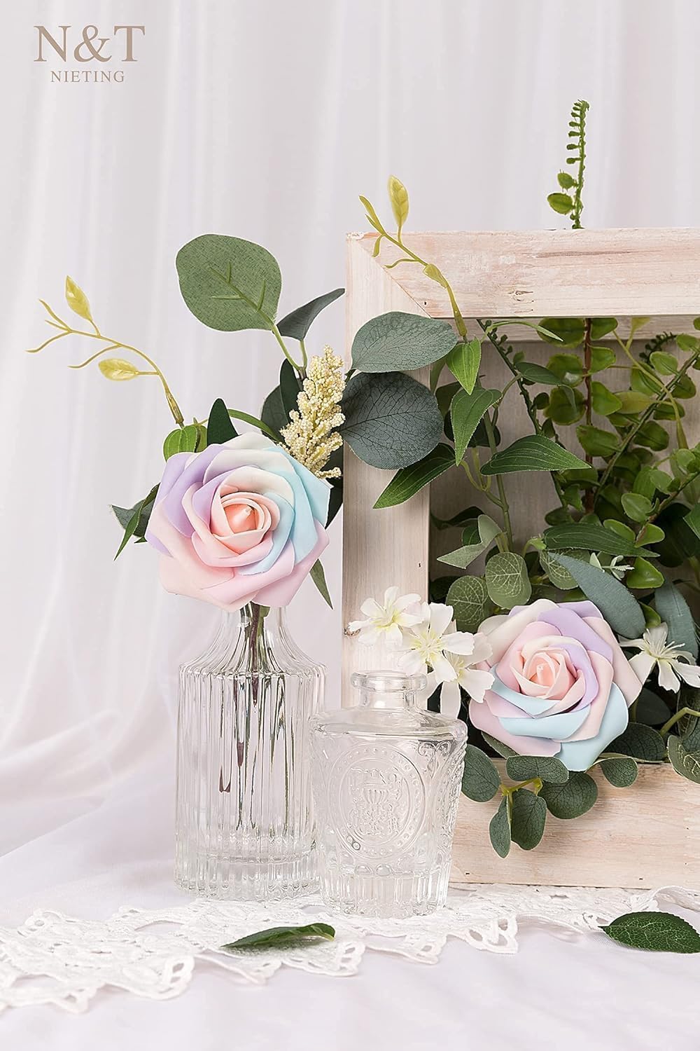 Artificial Flowers Real Touch Fake Foam Roses with Stems Decorations - Colors A