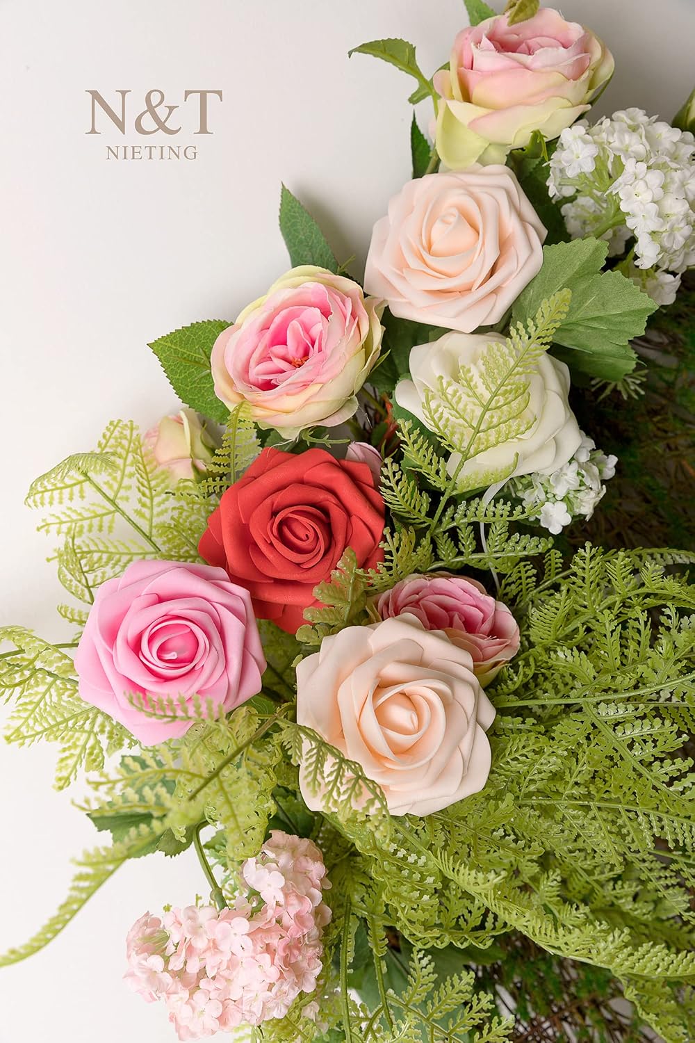 Artificial Flowers Real Touch Fake Foam Roses with Stems Decorations - Colors A