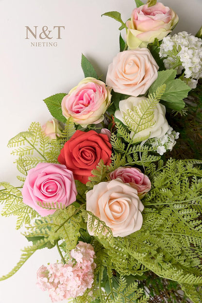 Artificial Flowers Real Touch Fake Foam Roses with Stems Decorations - Colors A