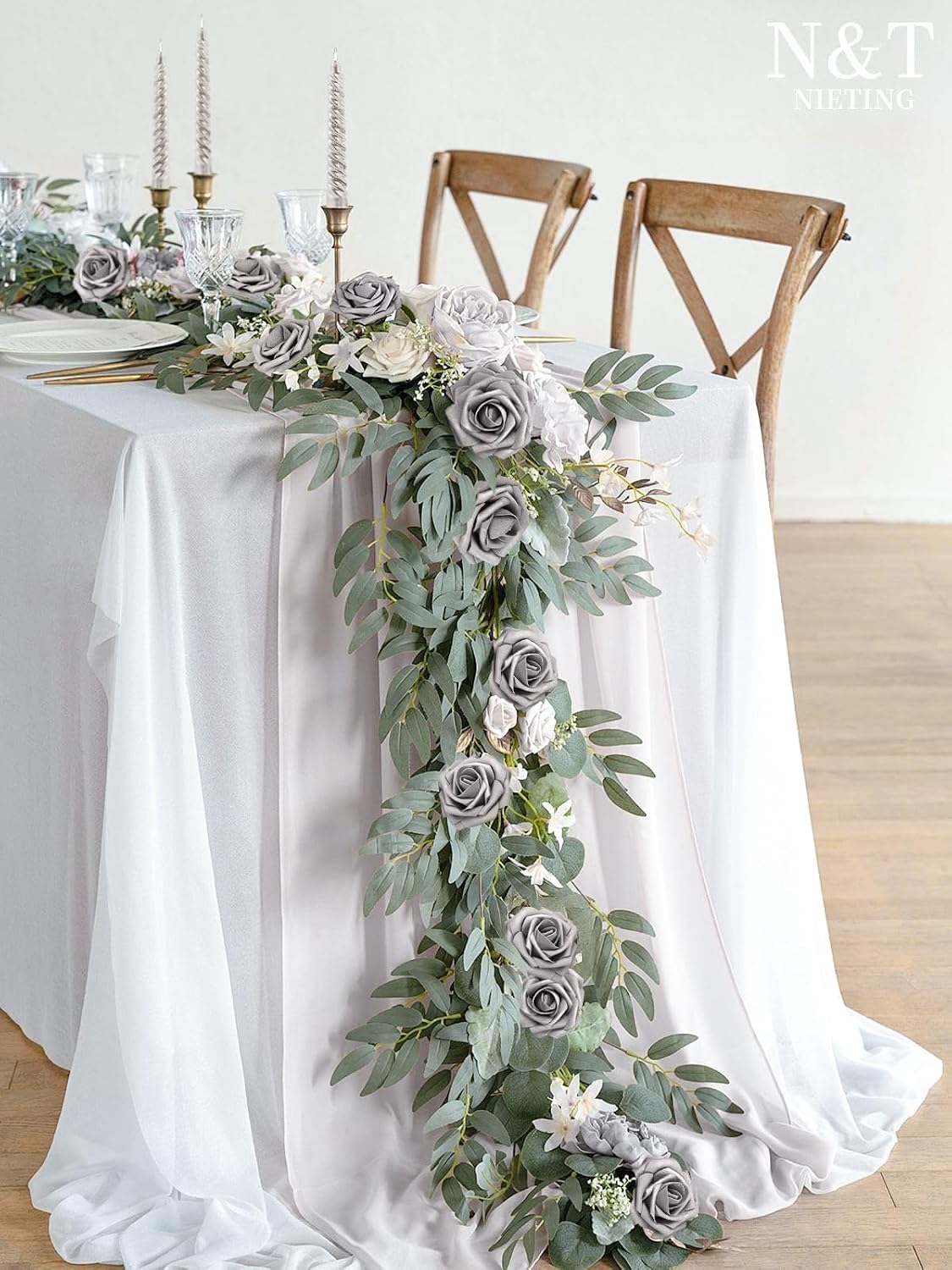 Artificial Flowers Real Touch Fake Foam Roses with Stems Decorations - Colors A