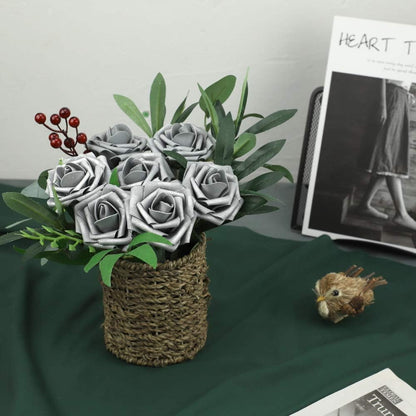 Artificial Flowers Real Touch Fake Foam Roses with Stems Decorations - Colors A