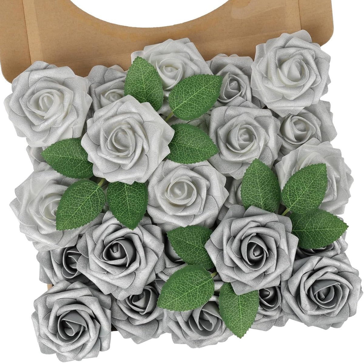 Artificial Flowers Real Touch Fake Foam Roses with Stems Decorations - Colors A