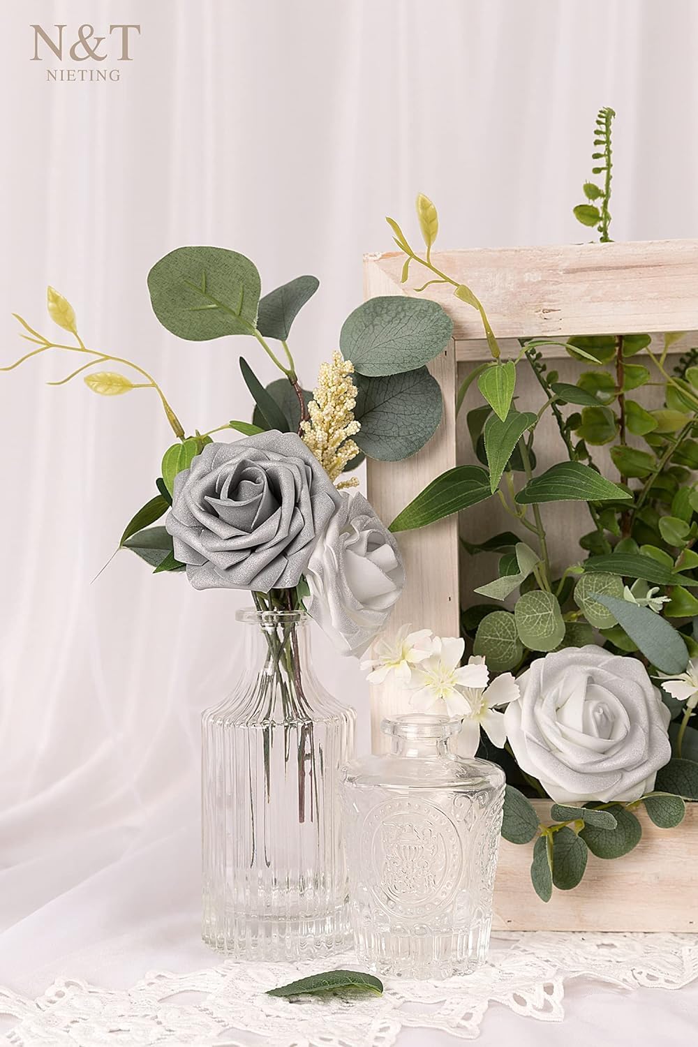 Artificial Flowers Real Touch Fake Foam Roses with Stems Decorations - Colors A