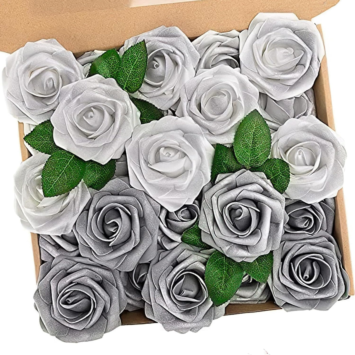 Artificial Flowers Real Touch Fake Foam Roses with Stems Decorations - Colors A