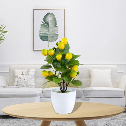 2Pcs Artificial Lemon Tree Potted Plant Decor Realistic Lemon Trees Fake Bonsai Adornments for Home Office Decoration, Kitchen Fake Plant