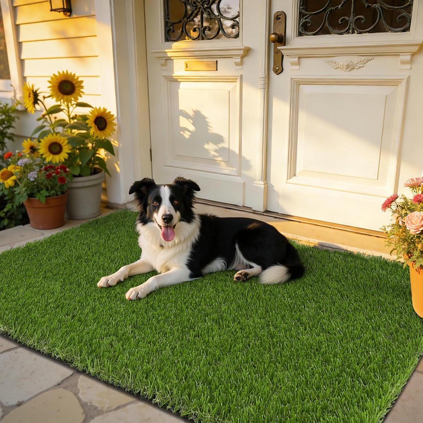 Artificial Grass Turf Rug 3'x5', Fake Grass Pee Pad for Potty Training | Washable Reusable Grass Mat with Drainage Holes, Turf Patch for Dog Potty, Indoor Outdoor Pet Turf for Lawn, Balcony, Yard